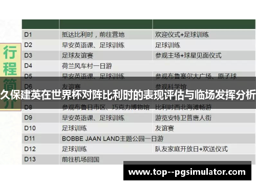 久保建英在世界杯对阵比利时的表现评估与临场发挥分析